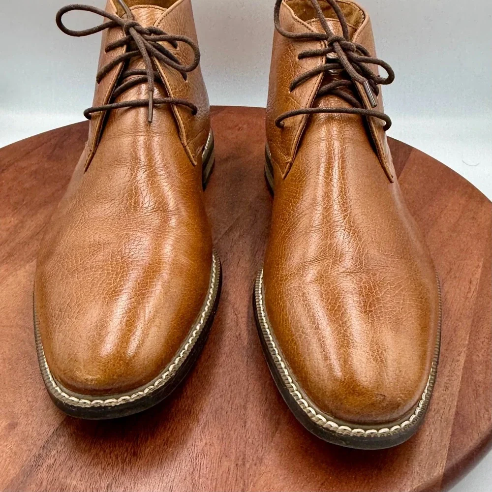 Carlo Morandi Mens Leather Lace Up Chukka Boots Memory Foam MB983630P-6 Size 10D
